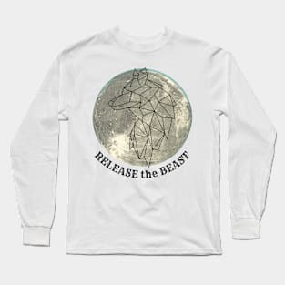 Release the Beast Full Moon Wolf Design Long Sleeve T-Shirt